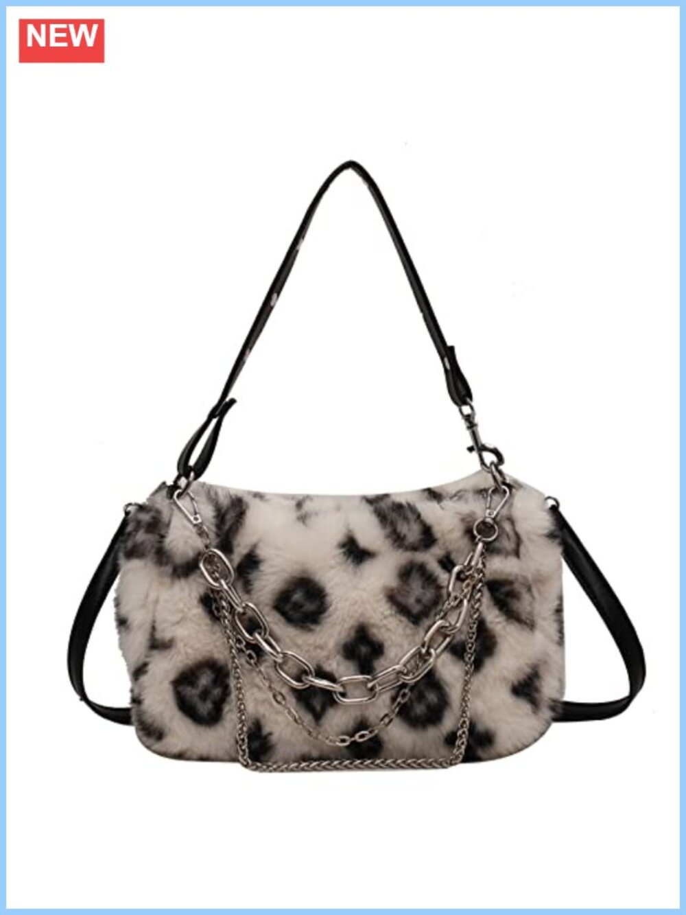 Plush Faux Fur Shoulder Crossbody Bag Chain Strap Y2K Purse Hobo Tote
